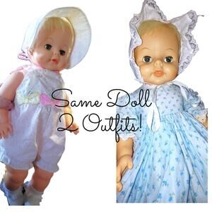 20" 1965 Vintage "Baby Boo" Baby Doll By Deluxe Reading w/a Book & 2 Outfits